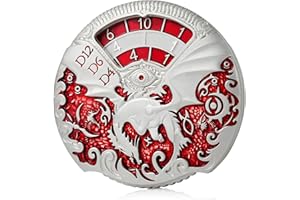 Dragon Roulette Spinner Metal Dice Set DNDND 7-in-1 Spinner D&D Dice Set with Grogeous Gift Box for Dungeons and Dragon and Tabletop Game (Silver with Red)