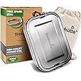 Blockhütte Premium Stainless Steel Lunch Boxes I 800ml I for Children | 3 compartments, Spare Seal | Reusable Sandwich Box I Metal Lunch Box I 2 Movable, Removable Divider I Leak Proof