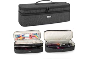 Teamoy Travel Case Compatible with Revlon One-Step Hair Dryer And Volumizer Hot Air Brush, Double-Layer Carrying Case for Hair Dryer Brush and Other Hair Accessories, Black