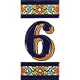 House numbers 4 inch. Handpainted house number tiles for signs, addresses and names. Address numbers for houses. House address numbers and letters. Design FLORES MEDIANO 4,29" x 2,13" (NUMBER 6)