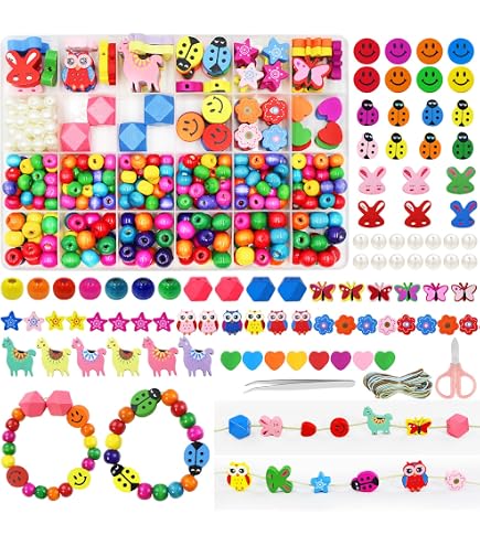 Perles à enfiler ferme - 2 jeux en 1 avec de jolies figurines perles en bois - Janod