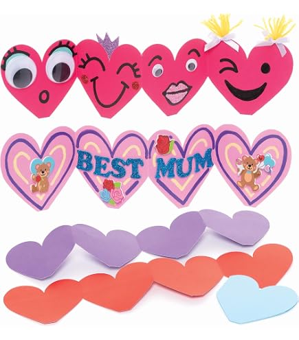Baker Ross – Lot De 6 Kits De Cartes à Tisser En Forme De Cœur – Bricolage Saint-Valentin Pour Enfants – Rubans, Mousse Et Enveloppes Inclus