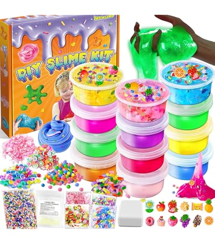 Monster Slijm Kit, Galaxy & Glow in The Dark Slime Making Kit voor meisjes en jongens 3-12, doe-het-zelf slijmkit met toevoegingen, schuimballen, bedels, glitter, slijm speelgoed voor kinderen