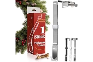4smile Türkranz Haken - Silber Türhaken Außentür und Innentüren, flexibel anpassbare Türkranz Befestigung, Türkranzhalter für Haustür außen, Türhaken für Kranz, kratzfrei