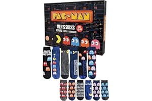 United Labels Pac-Man Calendario de Adviento con 12 pares de calcetines para hombre, tamaño 40-45, calendario con zapatillas y calcetines largos, calendario de Navidad regalo