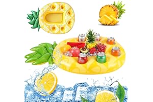 YISSCEN Porte-gobelet gonflable flottant, 2 en 1 boissons et porte-collation Bar de piscine 8 trous Grande capacité Dessous de verre Beau flottant Porte-bouteille gonflable Été Piscine Fête