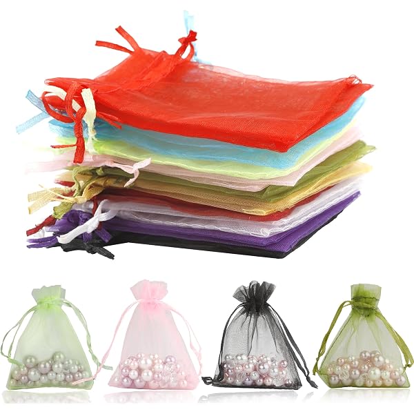 50 Sacchetti Regalo Organza Con Coulisse - Bustine Trasparenti Per Caramelle 224063