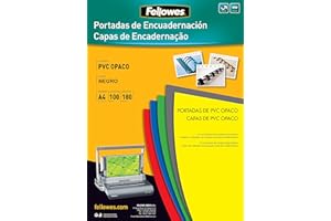 Fellowes 5100301 - Portadas para encuadernar de PVC opaco, A4, negro