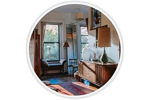 Dripex 60cm Round Mirror, Circle Hanging Wall Mirror - Home Decorative Wall Mounted Vanity Mirror for Bathroom, Dressing Room & Living Room, White