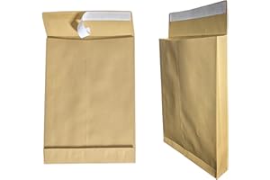 OXYCUTE GD 50 Stück Faltenbeutel B4 A4 braun 250 x 353 mm, 4 cm, mit Abziehstreifen, 130 g/m², Versandtaschen plissiert, Musterbeutel