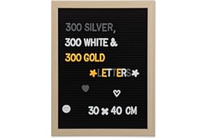 Relaxdays 10024076 message Letter Board bois tableau noir 40 x 30 rétro feutre mural 900 x signes, cadre (MDF), 40 x 30 x 2 cm