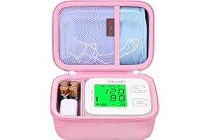 Elonbo Tragetasche für iHealth Track Smart Oberarm Blutdruckmessgerät, Wireless Bluetooth Blutdruckmessgerät Reise Schutztasche Aufbewahrungshalter, Mesh Tasche passt Range Manschette, Rosa