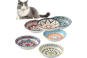 LCXCXY Katzennapf, Flache Futternapf Katze, Set von 6 bunten Katzen Futternapf. Katzennapf Flach, 5,5 Zoll Katzennäpfe, Fressnapf Katze geeignet für Wasser, Trockenfutter und Nassfutter