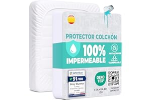 FLOWEN Protector Colchón 135x190 cm Funda Colchón Impermeable Sábana Bajera Impermeable de Algodón y Microfibra Cubre Colchón para Cama Transpirable Cover Hipoalergénico Antiácaros Lavable a Máquina