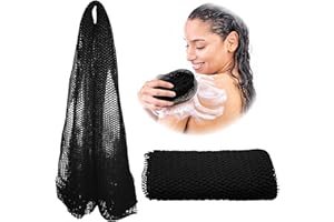 Adeton African Net Sponge, Authentic, with Knots, Exfoliating Bath Wash Cloth, Real Sapo, Black Owned, Long Sponge, Body Exfoliator, Shower Accessories, Back Foot Scalp Scrub Dead Skin Remover (Black)