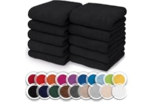 ‎NATUREMARK NatureMark 10er-Set Frottee-Waschlappen für Gesicht und Hände – 100% Baumwolle, weich und saugfähig – 30×30 cm, Schwarz