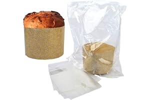 DUE ESSE S.N.C. DI SABATINI ALDO & C. PZ 10 STAMPO PANETTONE ALTO 12 x 17 CM IN CARTA + PZ 10 BUSTA IN PLASTICA 40X50 CM IDEALE PER IL CONFEZIONAMENTO DI PANETTONI ARTIGIANALI