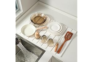 Volminex Tapetes grandes de piedra para secado de platos para encimera de cocina, plegable, de secado rápido, ecológico, absorbente de tierra de diatomeas, para platos, botellas, tazas, se adapta a