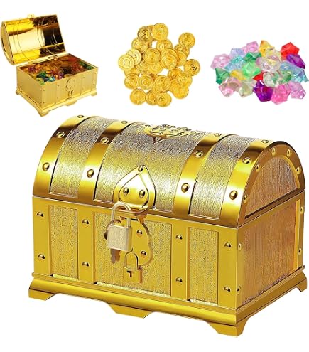 Coffre Au Trésor Vintage Avec Serrure - Boîte De Rangement Jouets Ou Bijoux - Taille 14x11 Cm