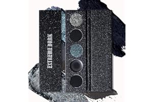 FANFALUV Black Smokey Eyeshadow Palette Makeup,5 Colors Black Silver Gray Blue Eye Shadow Pallets For Women,Long Lasting,Waterproof and Blendable,Highly Pigmented Gothic Makeup Matte For Halloween gifts