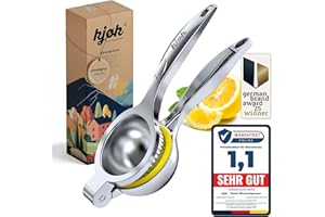 kjøk Premium Hand Zitronenpresse aus Zinklegierung in Chrom glänzend - Zitruspresse manuell Zitronen Handpresse gross - Metall Zitronensaftpresse für die Küche - Saft Juicer Lime Lemon Squeezer
