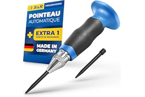 S&R Pointeau Poinçon Central Automatique à Frapper Acier/Métal/Bois 60-130 N - MADE IN GERMANY. Avec Pointe de rechange