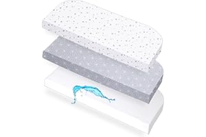 Lovely Hippo 2X Spannbettlaken 50x89 cm Kompatibel mit BabyBay + 1X Matratzenschoner - Spannbettlaken Baby Kompatibel mit Maxi, Boxspring, Comfort, Comfort Plus (Sternzeichen, Grau, 50x89cm)