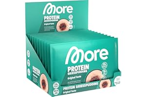 More Protein Grießpudding 2.0, 10er Tray, 10 x 60 g, 34 g Eiweiß pro Portion, schnelle Zubereitung ohne Kochen, cremig leckerer Grießpudding mit weniger Zucker & Fett, perfekt zum Verfeinern