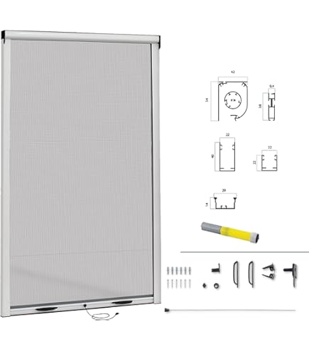 Zanzariera A Rullo Avvolgibile 80x160 Cm - Kit Completto Con Frizione E Rete In Fibra Di Vetro