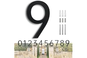 YLYOUNI House Numbers Large Door Numbers Black House Numbers 7 Inch Metal House Number 3D Floating Exterior Modern - Address Numbers for House Front Door Numbers 9