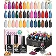 beetles Gel Polish Gel Nail Set 20 Colors with 3Pcs Base Top Coat California Sunset Collection Winter Milky White Sparkle Glitter Gel Polish Soak off Uv Manicure Kit