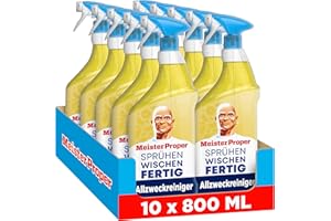 Meister Proper Sprühen-Wischen-Fertig Reinigungsspray, 10 × 800 ml, Citrusfrische, Streifenfreie Mehrzweck-Reinigung Ohne Aggressive Rückstände