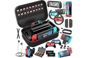 Mooroer Switch Zubehör Kompatibel mit Nintendo Switch Konsole,28 in 1 Switch Geschenk Bundle mit Großem Switch Tasche,Switch Schutzhülle,Dockable Hülle,Griff Ladestation,Spiele Aufbewahrung,Schwarz
