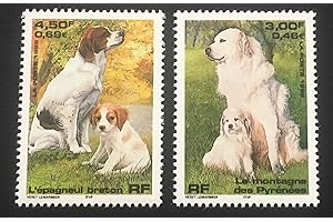 TIMBRE FRANCE par des Livres Express. Timbre Neuf** de Collection Authentique. France 1999 No 3285 et 3286 Neufs sans charnière. Chiens, Dog