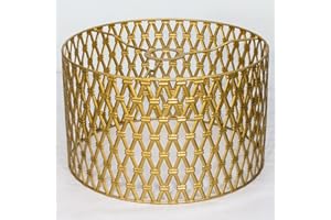 OSASY Abat-jour rond moderne en métal, forme de tambour doré, sculpté en creux, pour lampadaire, lampe à suspension, lampe de table