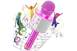 HAYRUOY Mikrofon do karaoke dla dzieci, mikrofon Bluetooth dla dzieci, 4 w 1, świetny jako zabawka dla chłopców i dziewcząt, prezent w domu, na imprezę, do karaoke, dynamiczny mikrofon do ios/Android