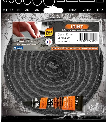 PQS Guarnizione In Fibra Di Vetro Intrecciata Rotonda 2,5 M (6 Mm) + Colla Refrattaria - Resistente Fino A 500°C - 3
