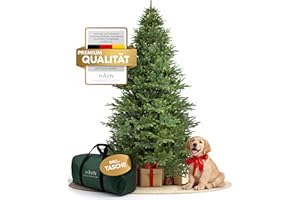 Håvn ® 100 % Spritzguss Künstlicher Weihnachtsbaum (210 cm) – Naturgetreuer Stamm, extra dichte Zweige, inkl. Holzständer & Tasche – Premium Tannenbaum