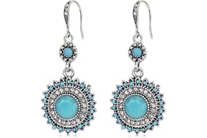 Suyi Bohemian Sunflower Dangle Earrings National Rhinestone Drop Earrings Vintage Gemastone Earrings Jewelry