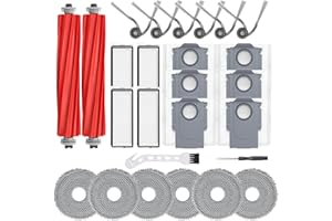 BUXEBUX 26 Stück Zubehör für Roborock QV 35A, QV 35S Saugroboter Ersatzteile, 2 Hauptbürsten, 4 HEPA-Filter, 6 Wischpads, 6 Seitenbürsten, 6 Staubbeutel, 1 Schraubendreher, 1 Sauberes Werkzeug
