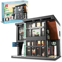 HIGH GODO City Set Mattoncini Caffetteria 581 Pezzi Con Luci LED Modello Da Costruire