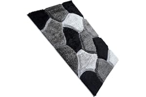 Rugs Shop Modern Indoor Large Small Area Rugs for Living Room Bedroom Carpet - Luxurious Soft Touch Thick Dense Pile Kitchen Rug Runner Non Slip Mat (120x170, Black Grey Silver-Pona)