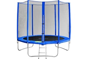 SixBros. SixJump trampolino elastico da giardino 2,45 m – trampolino per il giardino, trampolino all’aperto, set completo incluso scaletta, rete di sicurezza & copertura, blu, TB245/1609
