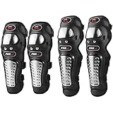 Autofy Alloy Steel Elbow Guard Knee Guard Shin Protector for Bikers Riders Bike Motorcycle (Black Set of 4)