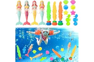Lets Joy Zabawka do nurkowania dla dzieci, 15 sztuk zabawek do basenu, klejnoty do nurkowania, gry basenowe syrenka, marynarka do nurkowania, gry basenowe dla dzieci, zabawki na basen, plaża