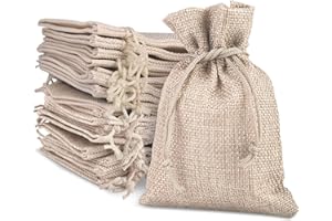 NOASR 10x14cm 24 Sac Toile de Jute Cadeaux Sachets Lavande Dragées Friandises Mariage (10x14, Couleur Naturel)