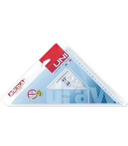 Squadra Geografica JOLLY 25 Cm – Trasparente Con Manico Regolabile | Per Disegno Tecnico E Scuola, Infrangibile - 2
