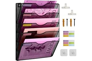 ideallife 5 Fächer Zeitschriften Wandhalter aus Metall, Aktenhalter Brief-Organizer, Zeitschriften-Aufbewahrung, Mehrzweck-Verwendung zum Ausstellen von Zeitungen, Papierdateien