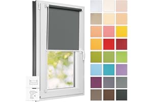 Estika Tende a rullo traslucida per interni - Grigio 1-80l x 150A cm - Tende a rullo senza forare per finestre e porte, Tenda a rullo