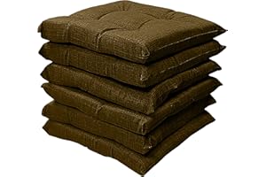 HABITA 33 HOME Cuscini per Sedie da Cucina Set da 6, Impermeabili e Antimacchia, Cuscini Sedie con Laccetti, Trapuntati al Centro, Double Face, Idrorepellenti, Coprisedie Cucina Made in Italy (Marrone)